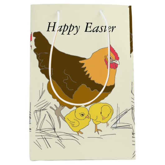 Pasen van kippen en kippen medium cadeauzakje (Voorkant)