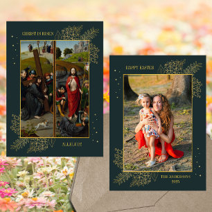 Pasen Vastentijd Verrijzenis van Jezus Familie Fot Feestdagenkaart