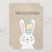 Pasen verjaardag schattig konijn en eieren (Voorkant / Achterkant)