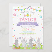 Pasen Verjaardag Uitnodiging, Paashaas Kaart (Voorkant)