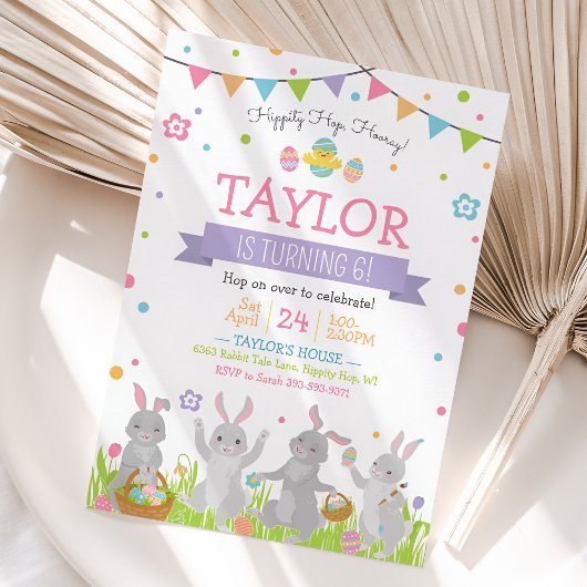 Pasen Verjaardag Uitnodiging, Paashaas Kaart