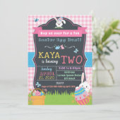 Pasen Verjaardag Uitnodiging voor Meisje (Staand voorkant)