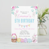 Pasen verjaardagsuitnodiging, Bunny verjaardag Kaart (Staand voorkant)