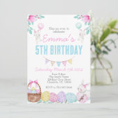 Pasen verjaardagsuitnodiging, Bunny verjaardag Kaart (Staand voorkant)