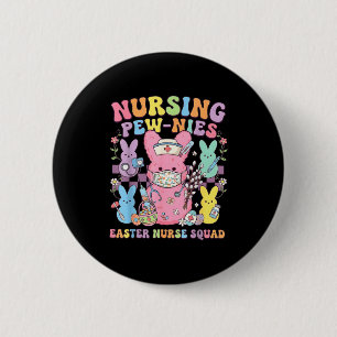 Pasen-verpleegster retro konijn verpleegkundige te ronde button 5,7 cm