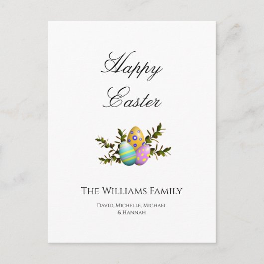 Pasen Versierde Eieren Groene Elegante  Feestdagenkaart (Voorkant)
