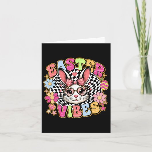 Pasen Vibes Floral Bunny Konijn Ei Coquette Bow Kaart (Voorkant)
