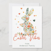 Pasen Vibes Floral Silhouette Bunny Familie Feestdagenkaart (Voorkant)