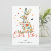 Pasen Vibes Floral Silhouette Bunny Familie Feestdagenkaart (Staand voorkant)