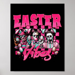 Pasen Vibes Funny Pasen Horror Personages Familie Poster