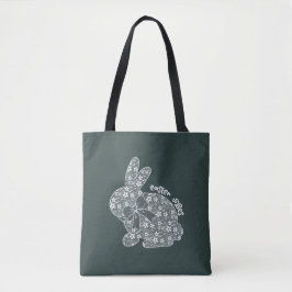 Pasen Vibes White Lace Bunny Lace Ears Lace Bow Tote Bag