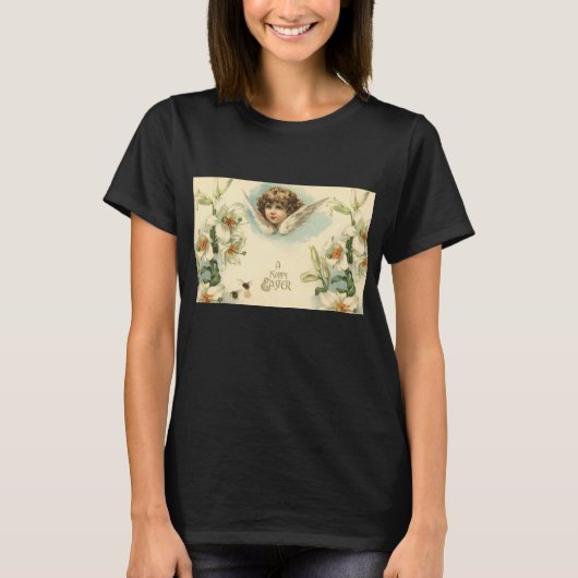  Pasen, Victoriaans Angel met Lily Flowers T-shirt (Voorkant)