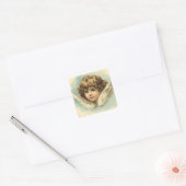  Pasen, Victoriaans Angel met Lily Flowers Vierkante Sticker (Envelop)
