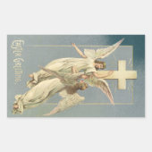  Pasen, Victoriaans Angels met een kruis Rechthoekige Sticker (Voorkant)