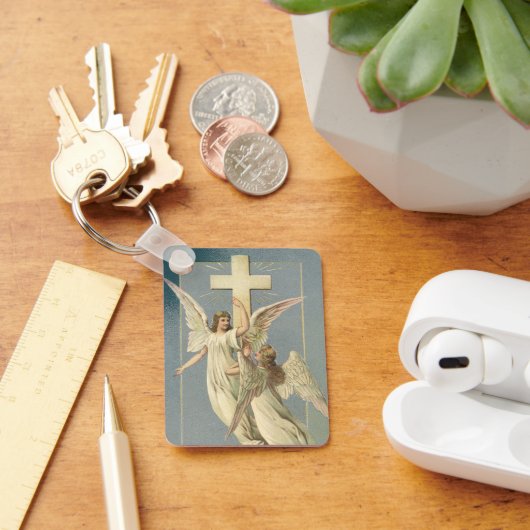 Pasen, Victoriaans Angels met een kruis Sleutelhanger (Bureau)