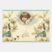  Pasen, Victoriaans Lily Flowers en Angel Inpakpapier Vel (Voorkant 3)