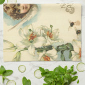  Pasen, Victoriaans Lily Flowers en Angel Theedoek (Gevouwen)