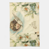  Pasen, Victoriaans Lily Flowers en Angel Theedoek (Verticaal)
