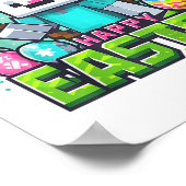 Pasen video Game Bunny Eggs Gaming Gamer Boys Mann Poster (Hoek)