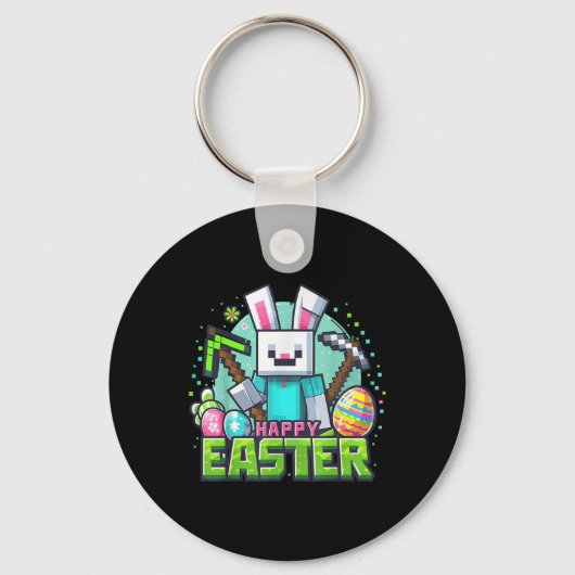 Pasen video Game Bunny Eggs Gaming Gamer Boys Mann Sleutelhanger (Voorkant)