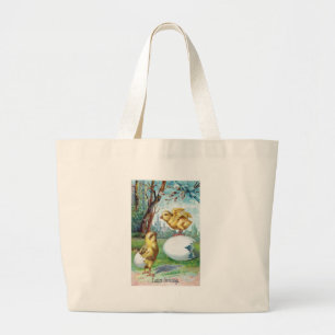 Pasen Vintage Ansichtkaart Grote Tote Bag