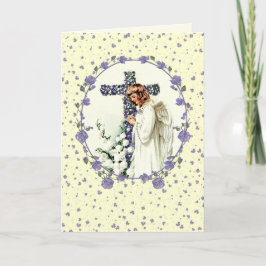 Pasen. Vintage die Angel-religie aanbidt Feestdagen Kaart