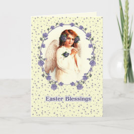 Pasen. Vintage die Angel-religie aanbidt Feestdagen Kaart