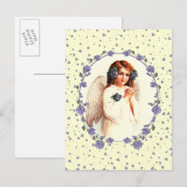 Pasen. Vintage die Angel-religie aanbidt Feestdagenkaart