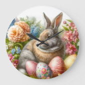 Pasen Vintage Konijn Ronde Wandklok (Voorkant)
