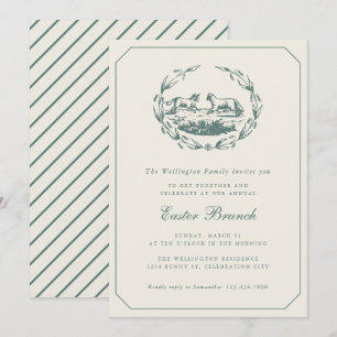 Pasen Vintage Lammeren Elegante Salie Groene Brunc Kaart