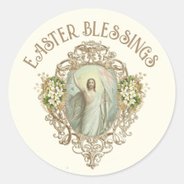 Pasen Vintage Opstanding Pascha Religieus Ronde Sticker