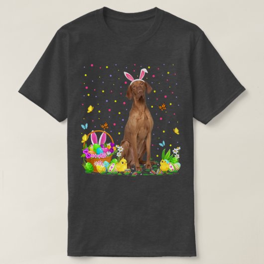 Pasen Vizsla Dog Bunny Egg Hunting Vizsla Pasen T-shirt (Design voorkant)