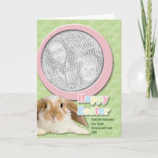 Pasen VOEGT UW FOTO Hoppy Pasen toe Feestdagen Kaart (Voorkant)