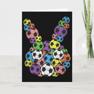 Pasen Voetbal Liefhebber Konijn Kop Ll Eieren Jage Kaart