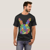 Pasen Volleybal Liefhebber Bunny Head Ball Egg T-shirt (Voorkant volledig)