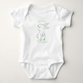 Pasen voor baby jongen met knuffel konijn groen romper (Voorkant)