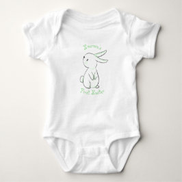 Pasen voor baby jongen met knuffel konijn groen romper