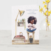 Pasen voor Daughter African American Girl Kaart (Gele Bloem)