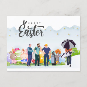 Pasen voor golfers met golfbal en ei voor golfer  feestdagenkaart