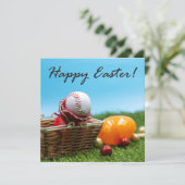 Pasen voor honkbal met eieren in de feestdag feestdagenkaart (Staand voorkant)