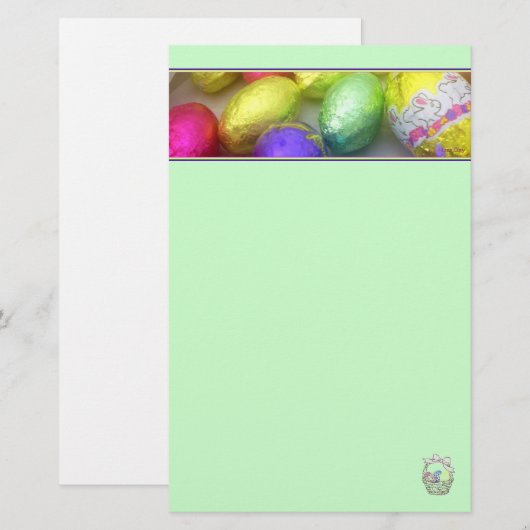 Pasen voor "paaskleuren" (lentegroen) briefpapier (Voorkant / Achterkant)