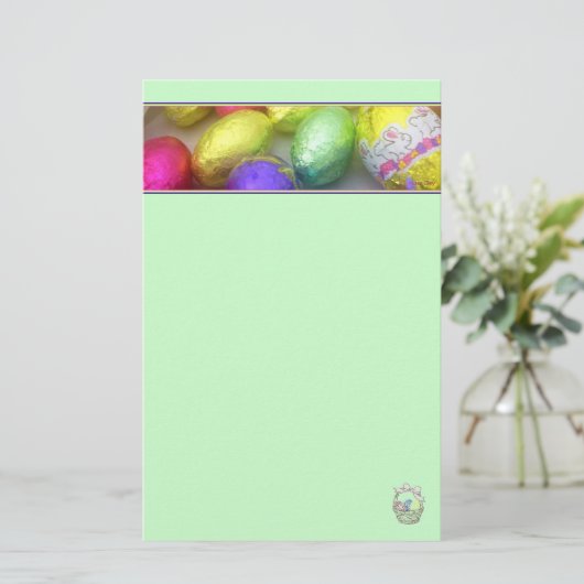 Pasen voor "paaskleuren" (lentegroen) briefpapier (Staand voorkant)