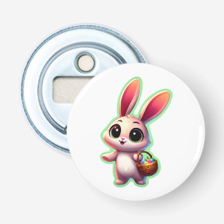 Pasen watercolor konijn button flesopener