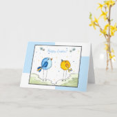 Pasen Waterverf 2 grillige vogels Kaart (Gele Bloem)