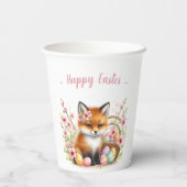 Pasen Waterverf Baby Fox Eggs and Flowers Papieren Bekers (Achterkant)