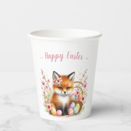 Pasen Waterverf Baby Fox Eggs and Flowers Papieren Bekers