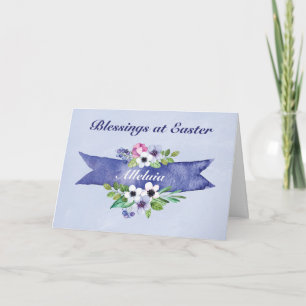 Pasen Waterverf Bloemen Banner, Religieus Feestdagen Kaart