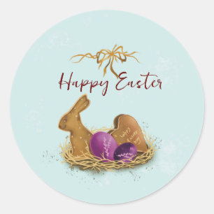 "Pasen Waterverf Bunny op de jacht" Ronde Sticker