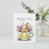 Pasen-waterverf-floraal-easter-groet-elegant Feestdagenkaart (Staand voorkant)