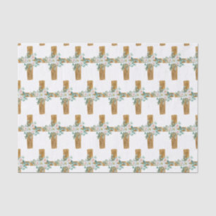 Pasen Waterverf Floral Cross Tissuepapier